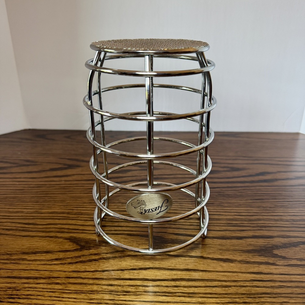Vintage Fiesta Chrome-plated Wire Mesh Kitchen Utensil Holder - Picture 5 of 8